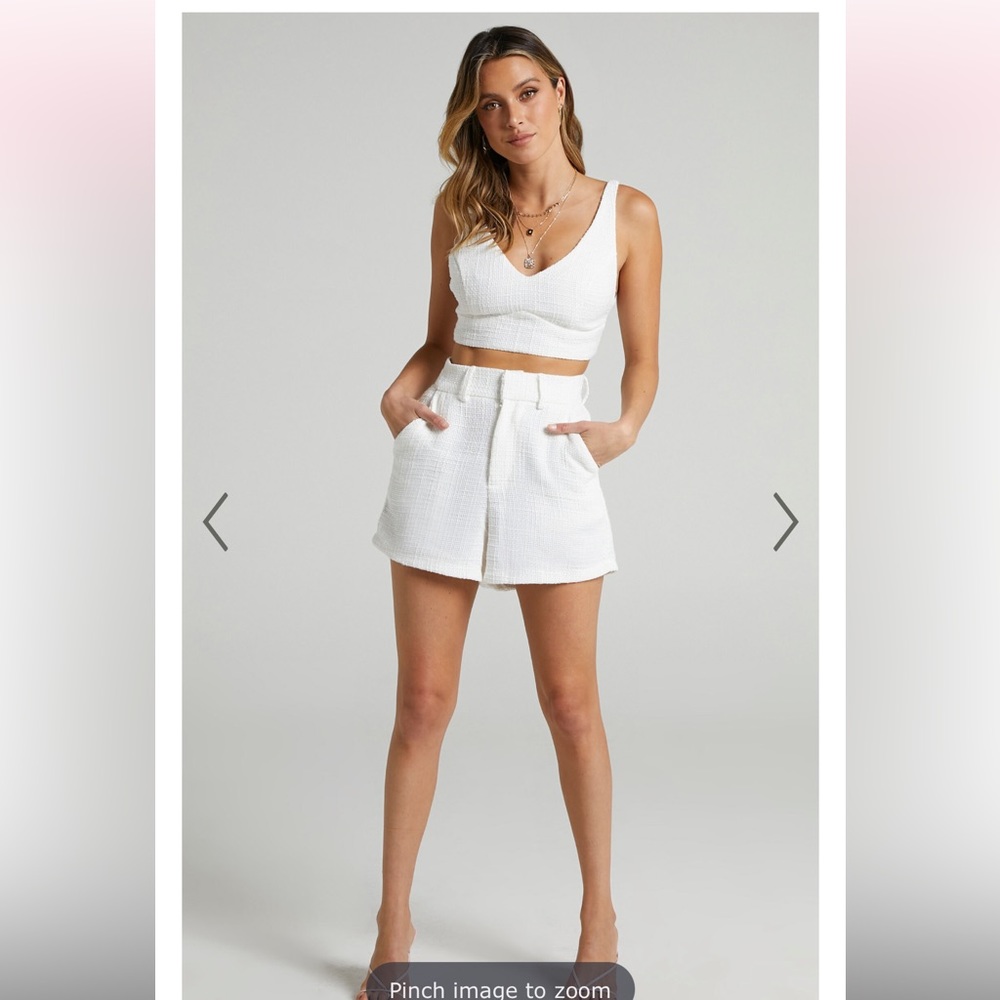 Showpo White Textured High-Waist Shorts